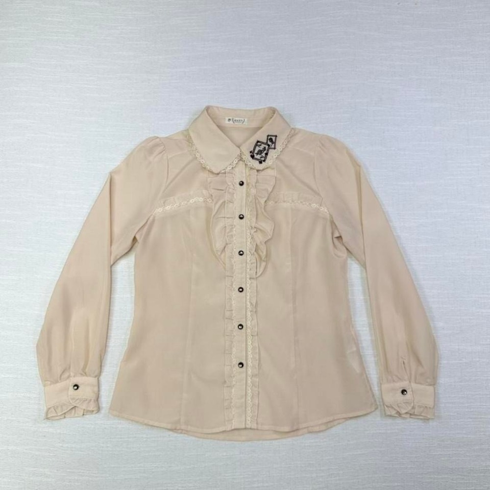 Axes Femme Ivory Coquette Blouse Himekaji Lace Ruffle‎ Top Womens M